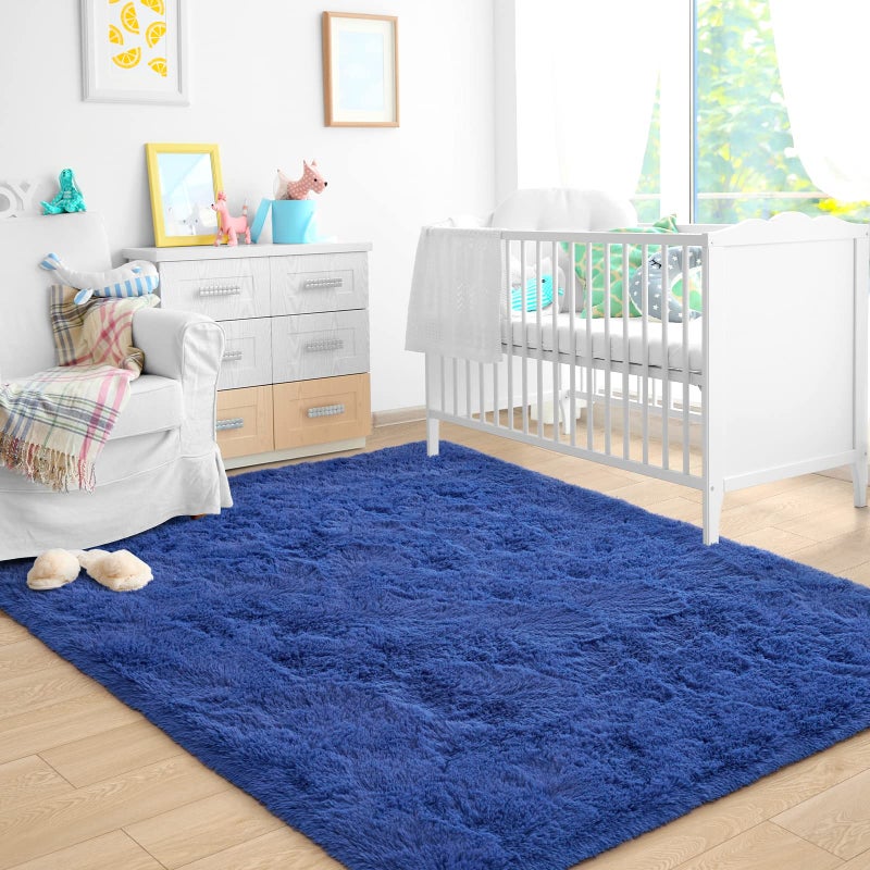 ST. BRIDGE Ultra Soft Fluffy Rugs for Bedroom 4x6 Feet, Shag Area Rugs for Living Room, Large Comfy Furry Rug for Boys Kids Baby Room Decor, Non Slip Nursery Rug Modern Indoor Fuzzy Floor Carpet, Light Navy - Image 3